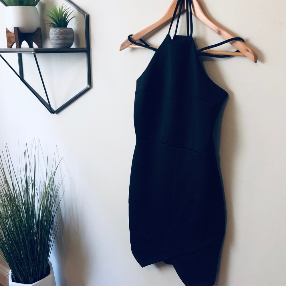Black Strappy Halter Dress